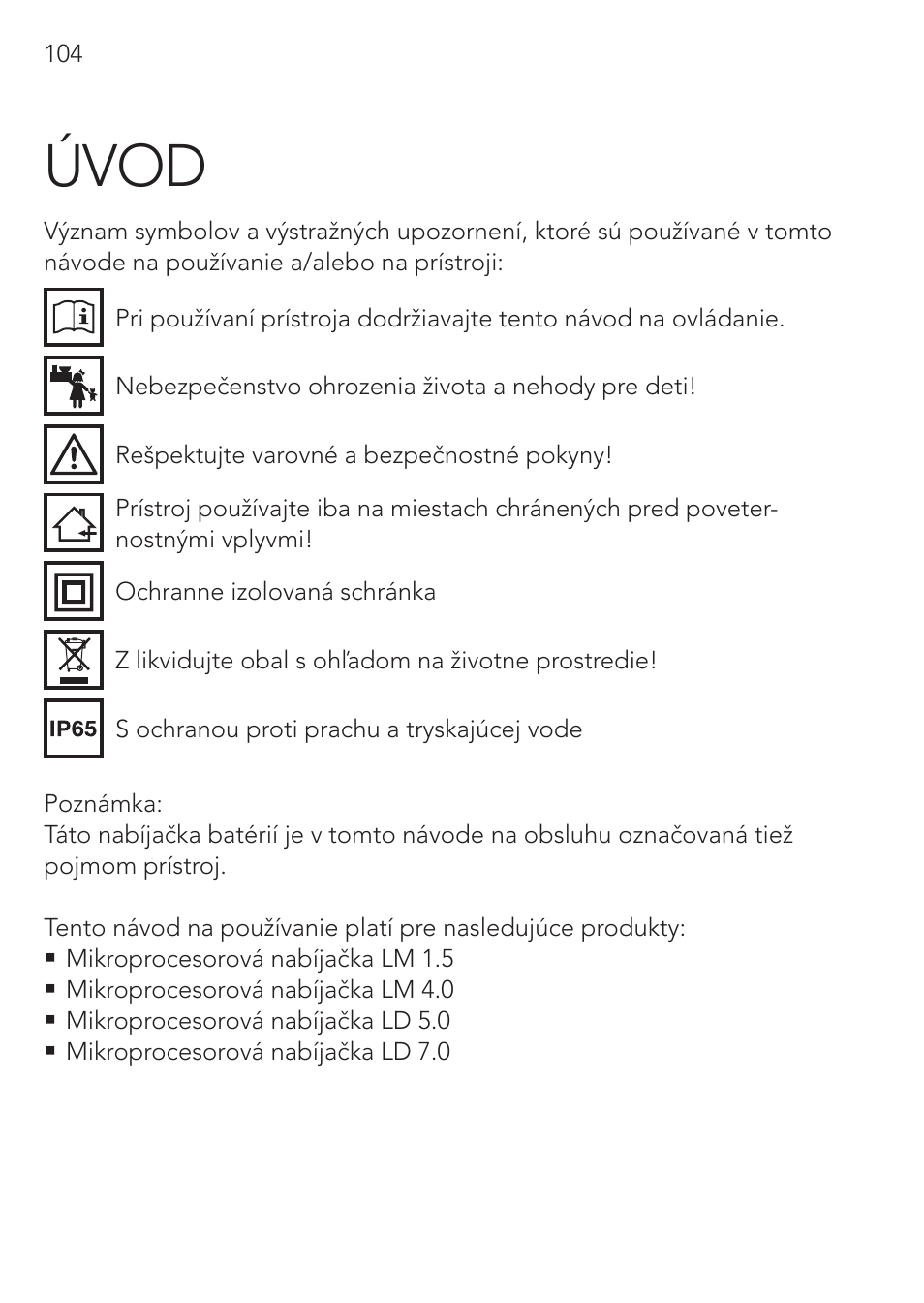 Úvod | AEG CHARGING UNIT LM 1.5 User Manual | Page 104 / 124