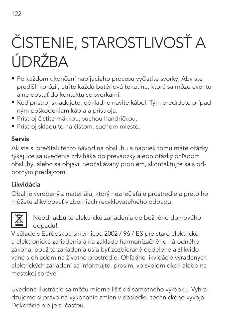 Čistenie, starostlivosť a údržba | AEG CHARGING UNIT LM 1.5 User Manual | Page 122 / 124