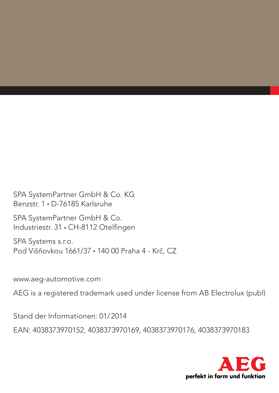 AEG CHARGING UNIT LM 1.5 User Manual | Page 124 / 124