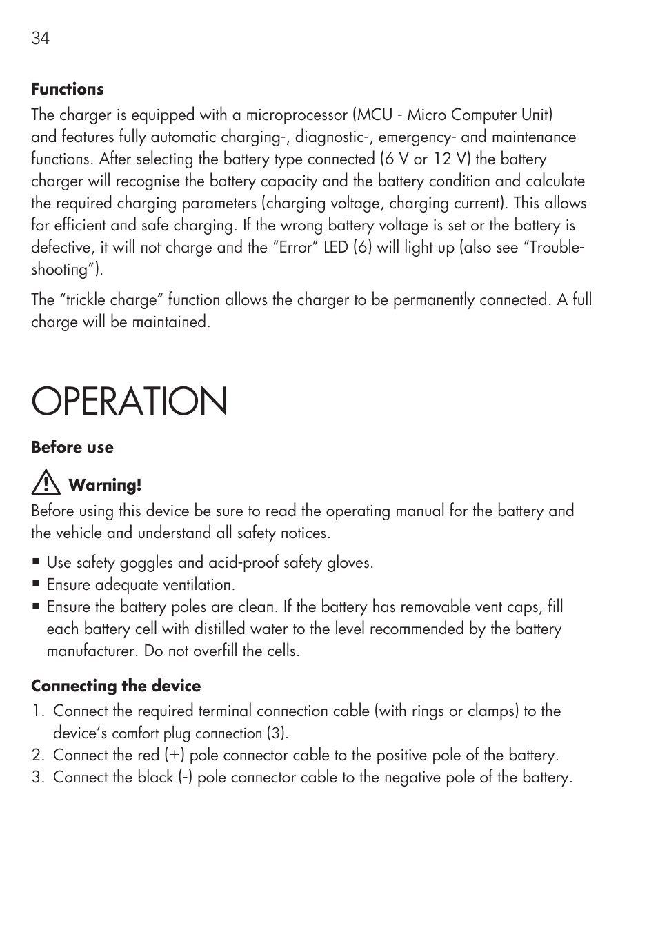 Operation | AEG CHARGING UNIT LM 1.5 User Manual | Page 34 / 124