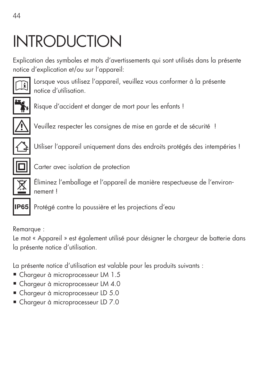 Introduction | AEG CHARGING UNIT LM 1.5 User Manual | Page 44 / 124