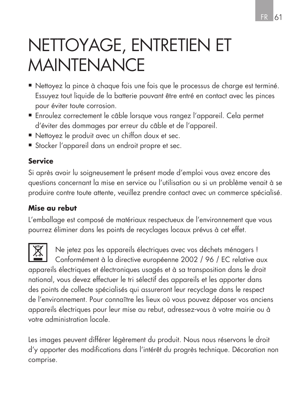 Nettoyage, entretien et maintenance | AEG CHARGING UNIT LM 1.5 User Manual | Page 61 / 124