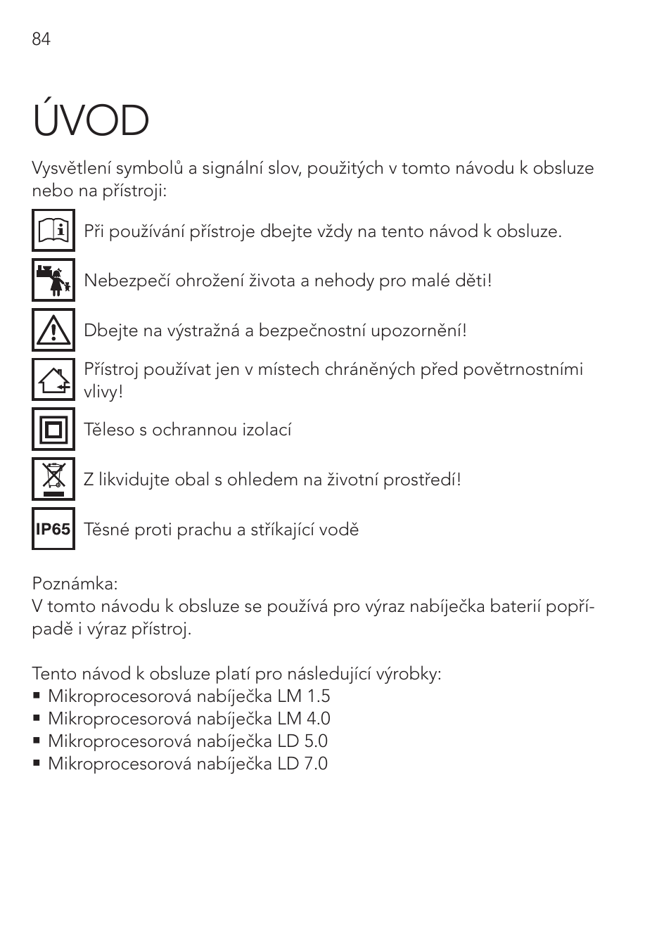 Úvod | AEG CHARGING UNIT LM 1.5 User Manual | Page 84 / 124