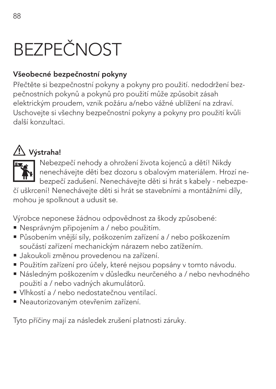 Bezpečnost | AEG CHARGING UNIT LM 1.5 User Manual | Page 88 / 124