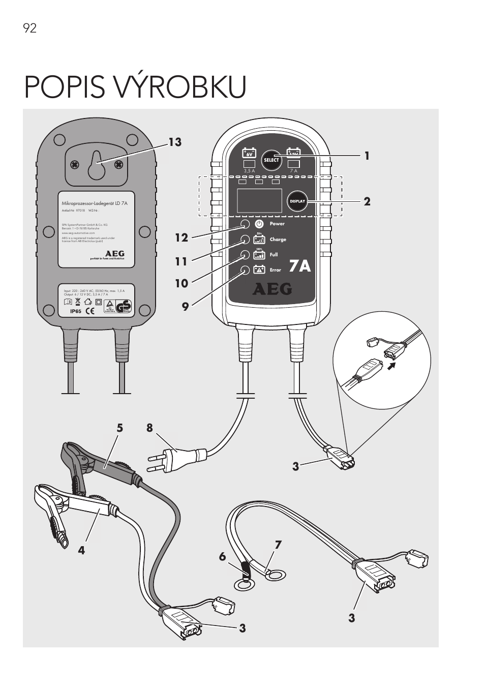 Popis výrobku | AEG CHARGING UNIT LM 1.5 User Manual | Page 92 / 124