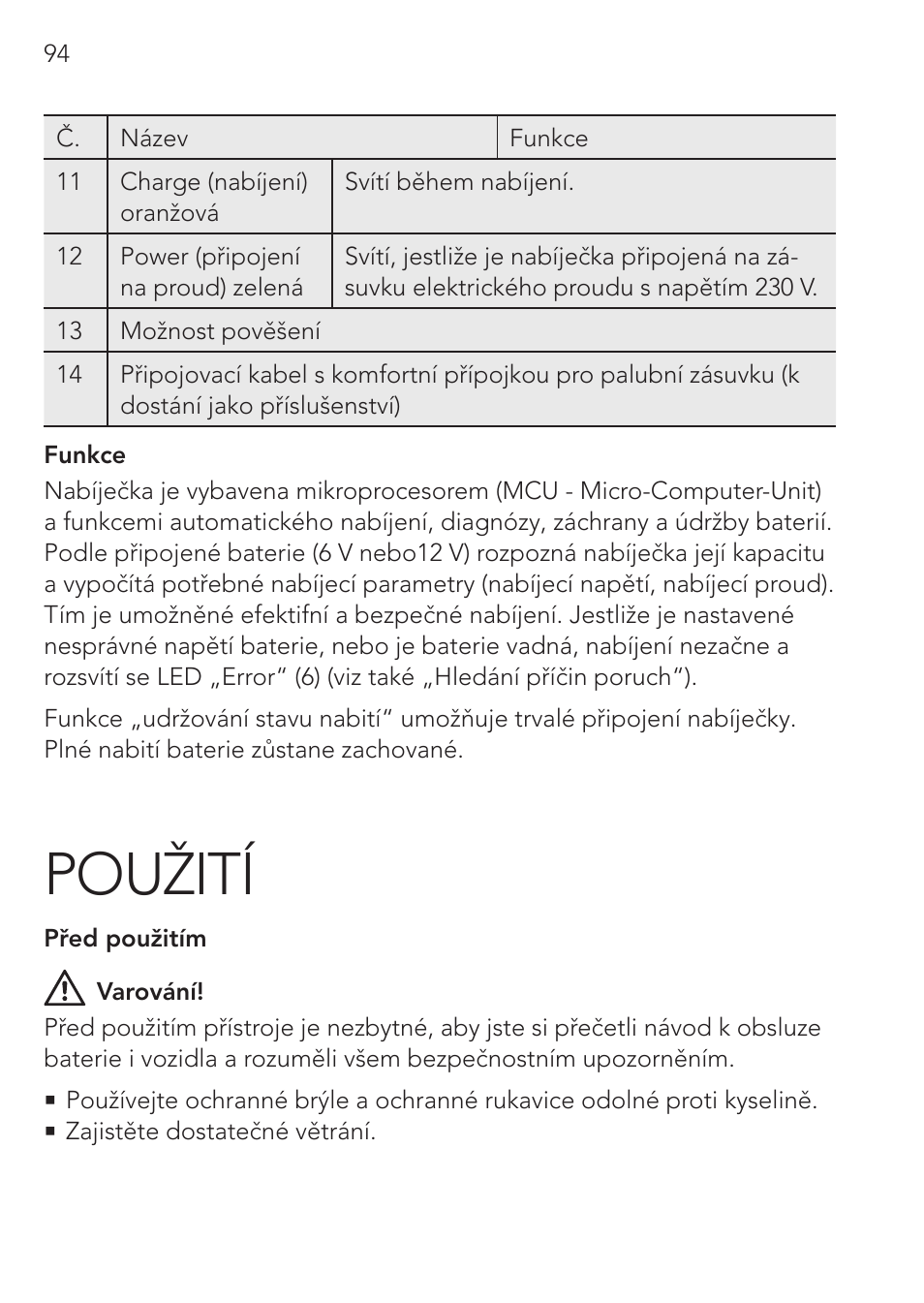 Použití | AEG CHARGING UNIT LM 1.5 User Manual | Page 94 / 124