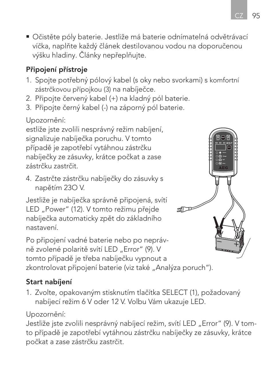 Cz 95, Komfortní zástrčkovou přípojkou (3) | AEG CHARGING UNIT LM 1.5 User Manual | Page 95 / 124