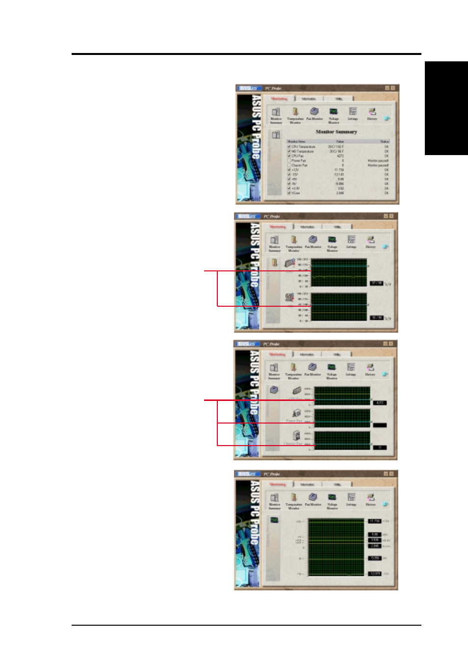 Software reference, 2 using asus pc probe, Monitoring | Asus A7V133 User Manual | Page 91 / 108