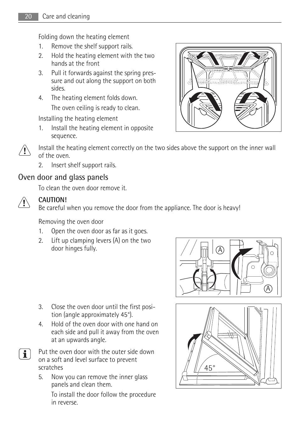 Oven door and glass panels | AEG DE4003020M User Manual | Page 20 / 28
