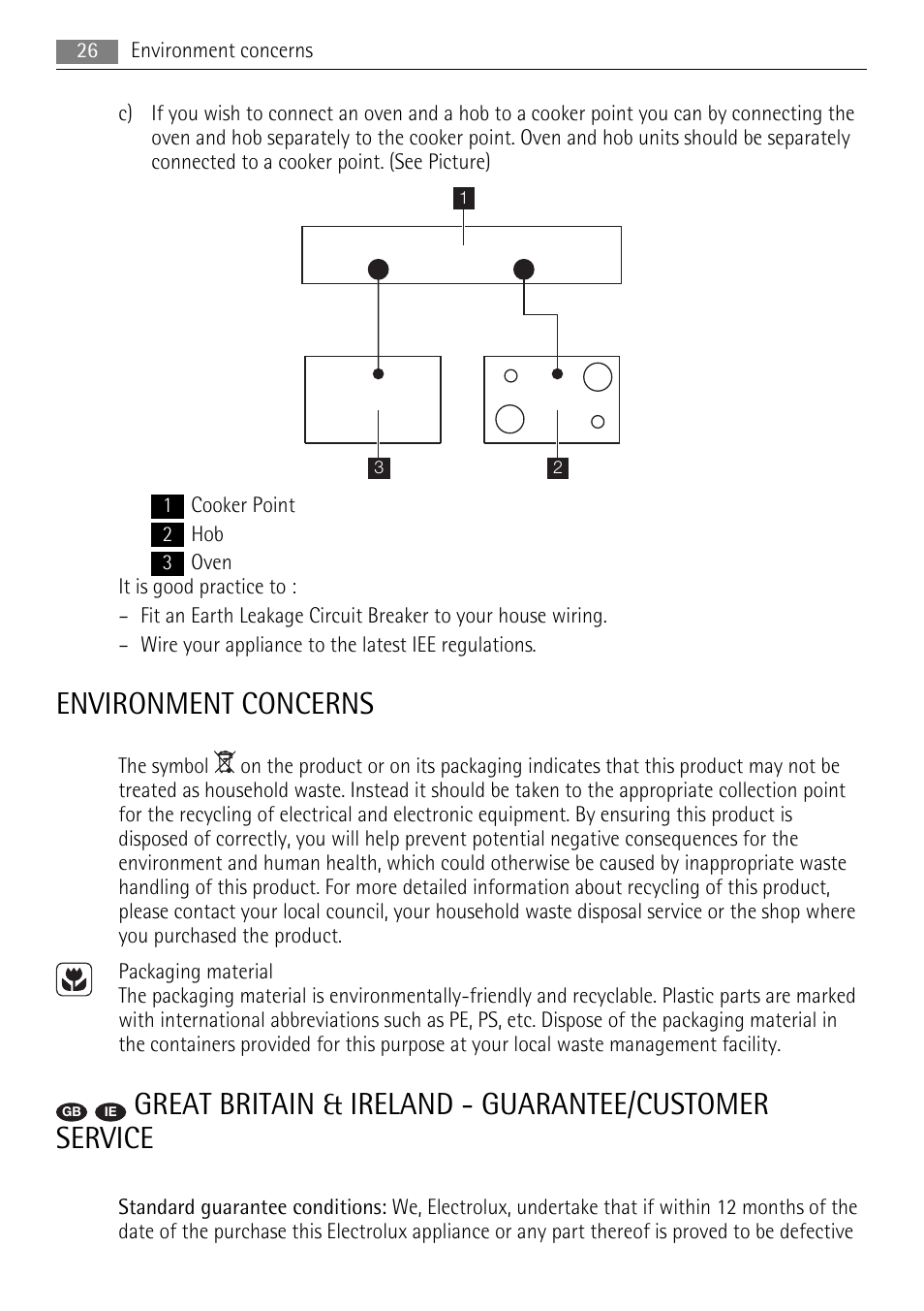 Environment concerns | AEG DE4003020M User Manual | Page 26 / 28