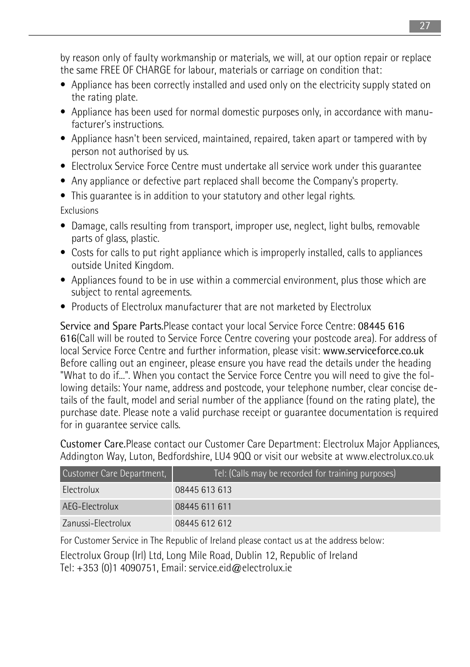 AEG DE4003020M User Manual | Page 27 / 28