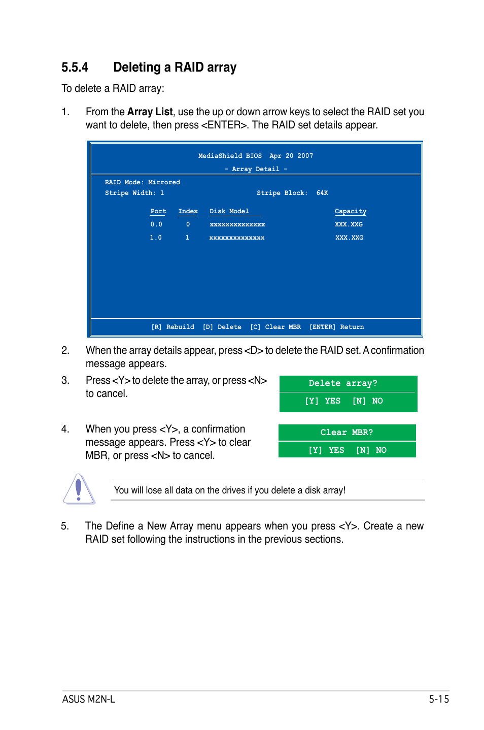 4 deleting a raid array | Asus M2N-L User Manual | Page 101 / 108