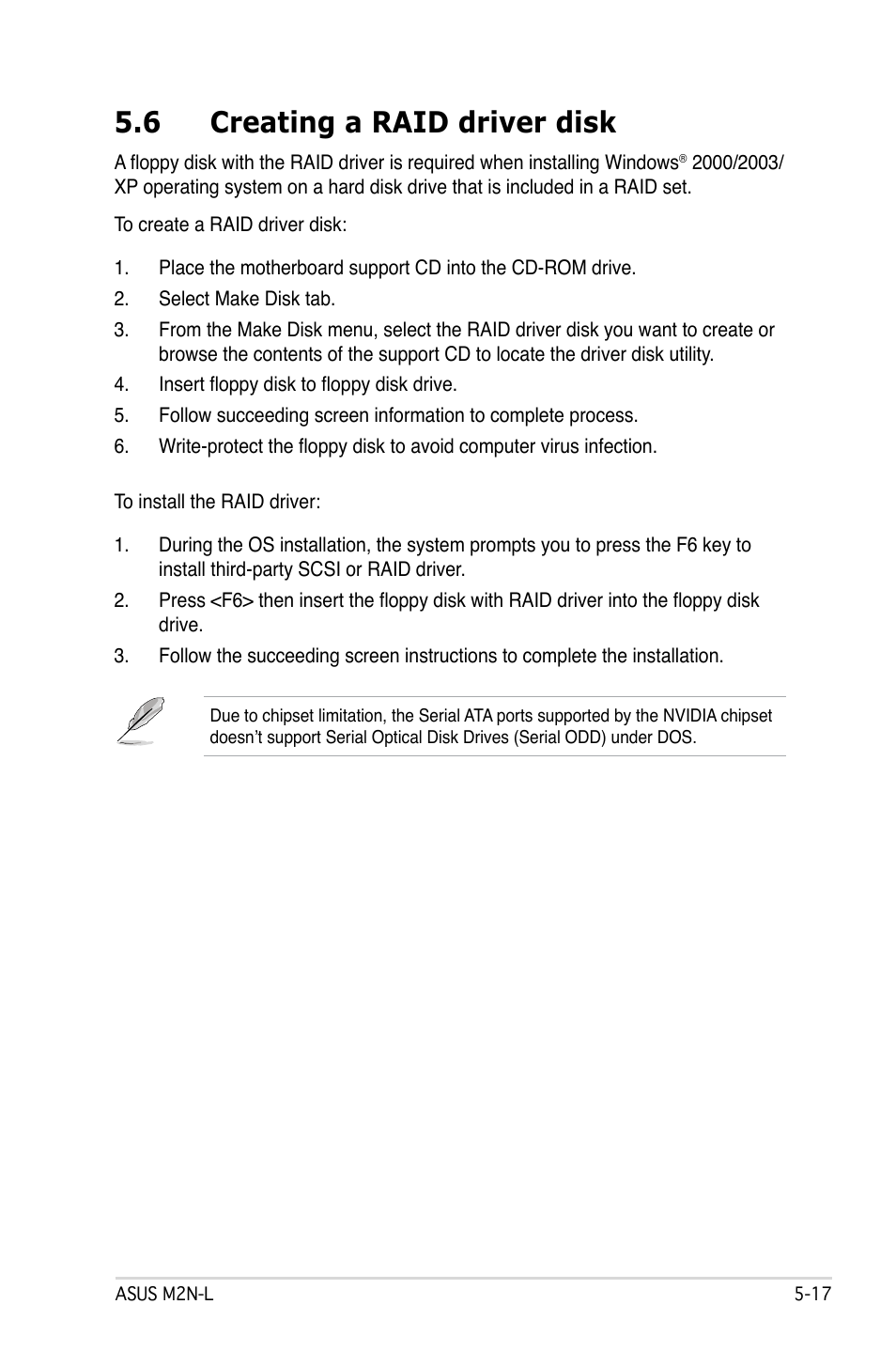 6 creating a raid driver disk | Asus M2N-L User Manual | Page 103 / 108
