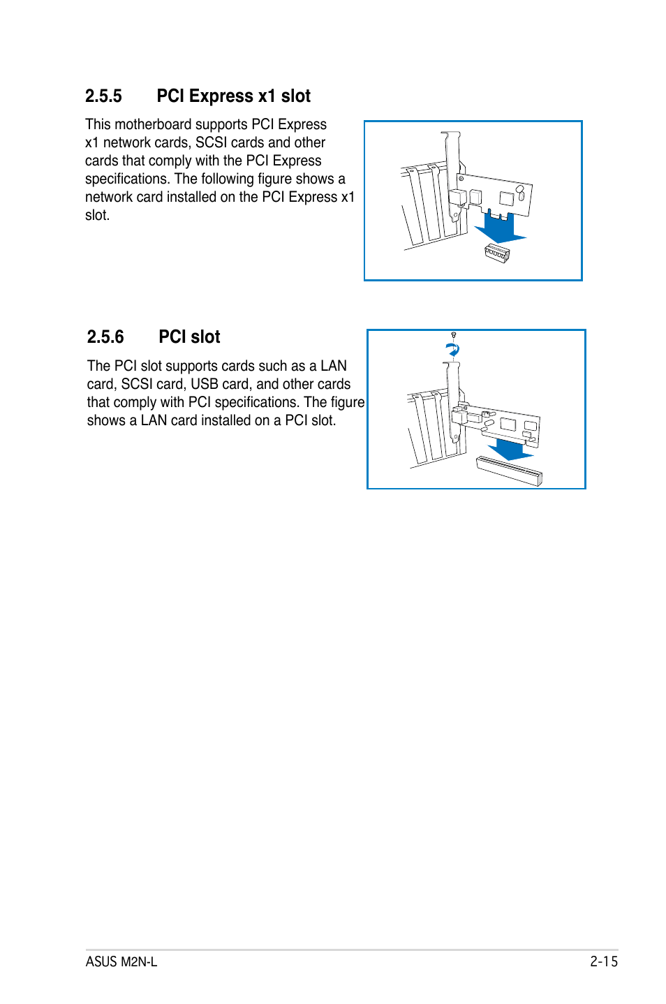 5 pci express x1 slot, 6 pci slot | Asus M2N-L User Manual | Page 35 / 108