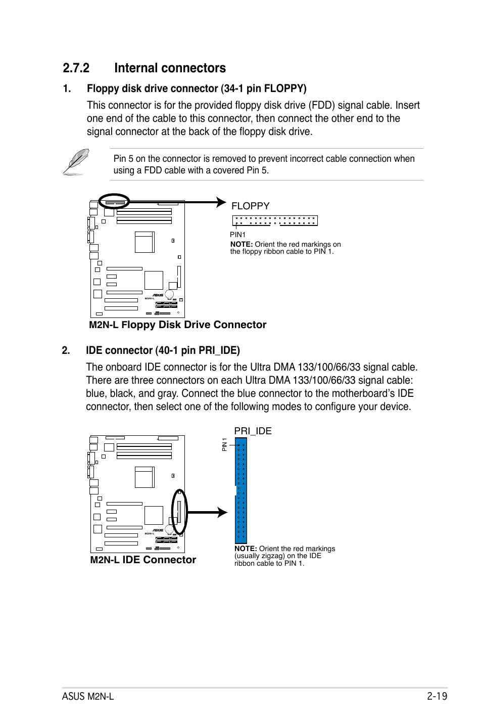 2 internal connectors | Asus M2N-L User Manual | Page 39 / 108