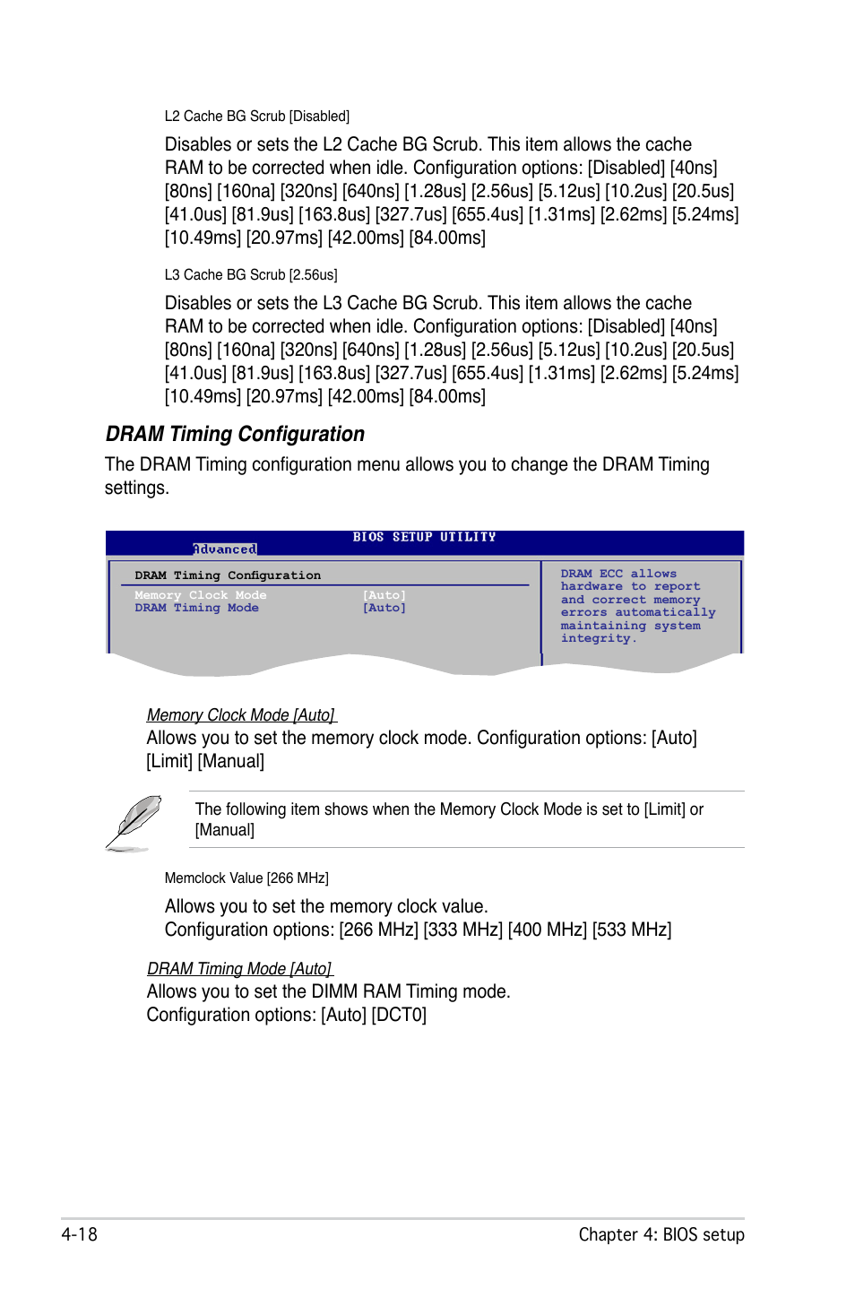 Dram timing configuration | Asus M2N-L User Manual | Page 68 / 108