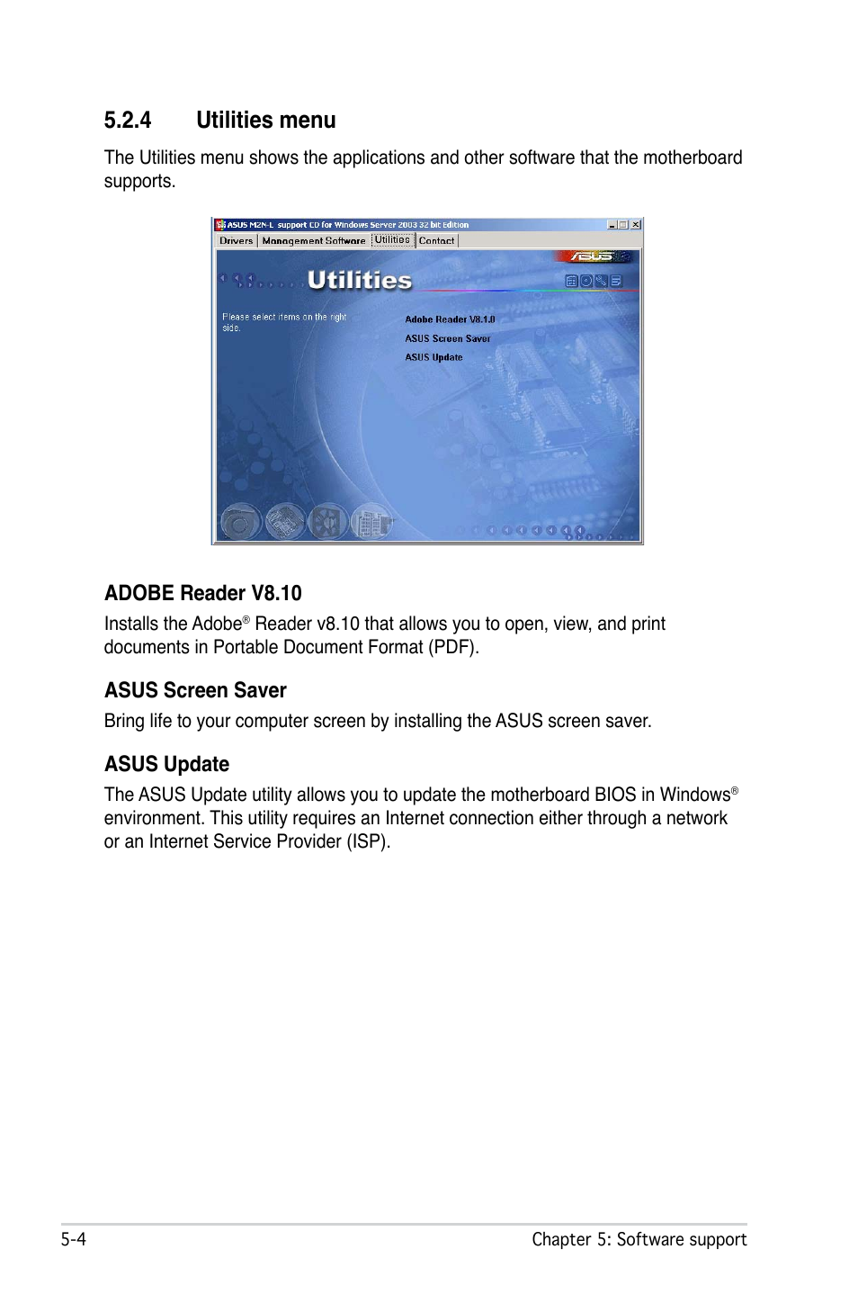 4 utilities menu | Asus M2N-L User Manual | Page 90 / 108