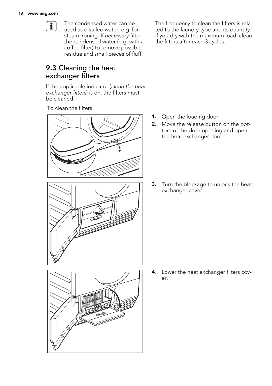 3 cleaning the heat exchanger filters | AEG T86280IC User Manual | Page 16 / 24