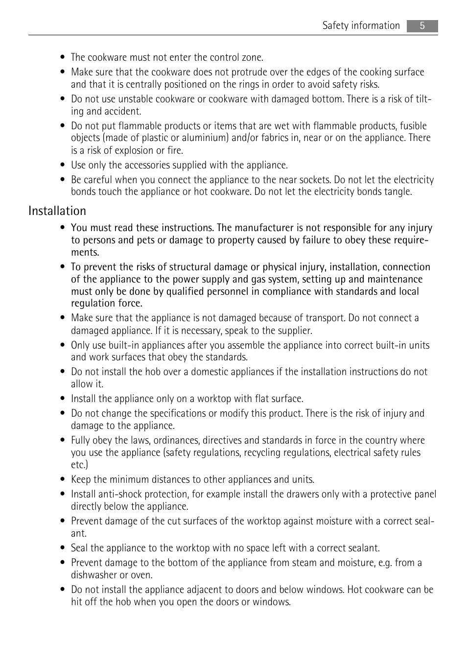 Installation | AEG HG795440XB User Manual | Page 5 / 20