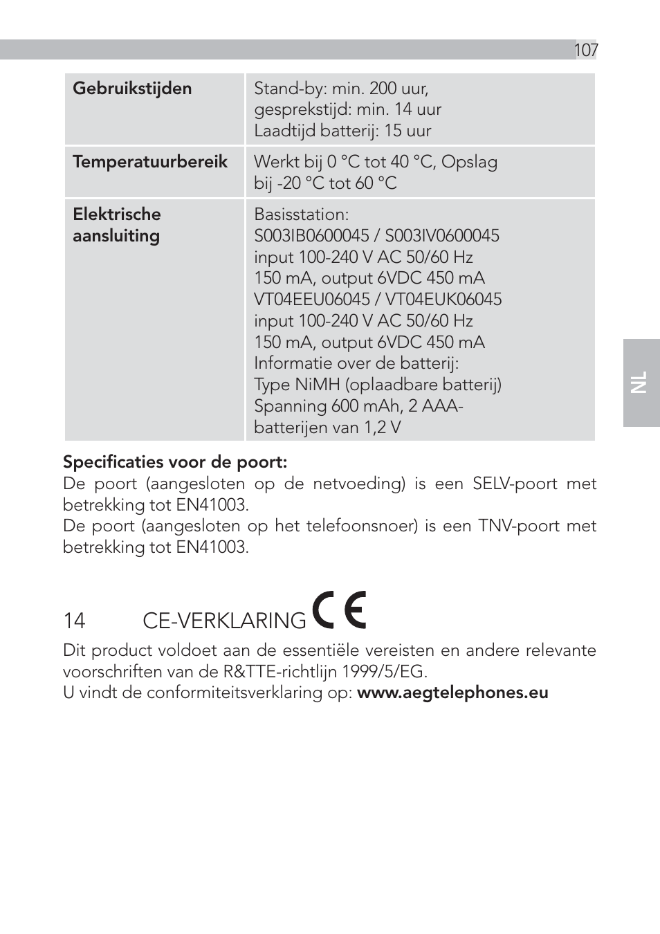 14 ce-verklaring | AEG Voxtel D500 - d550bt User Manual | Page 107 / 136