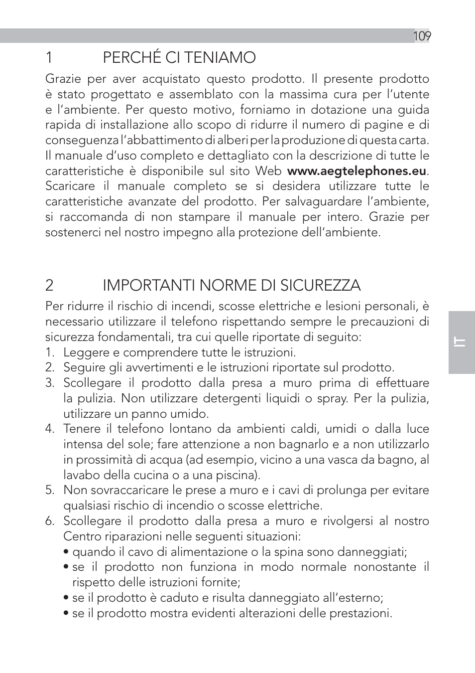 1perché ci teniamo, 2importanti norme di sicurezza | AEG Voxtel D500 - d550bt User Manual | Page 109 / 136