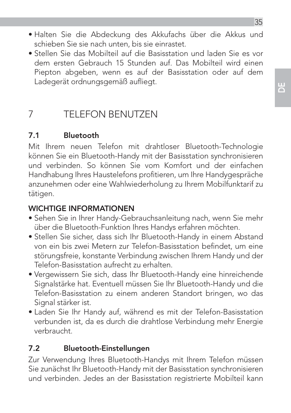 7 telefon benutzen | AEG Voxtel D500 - d550bt User Manual | Page 35 / 136