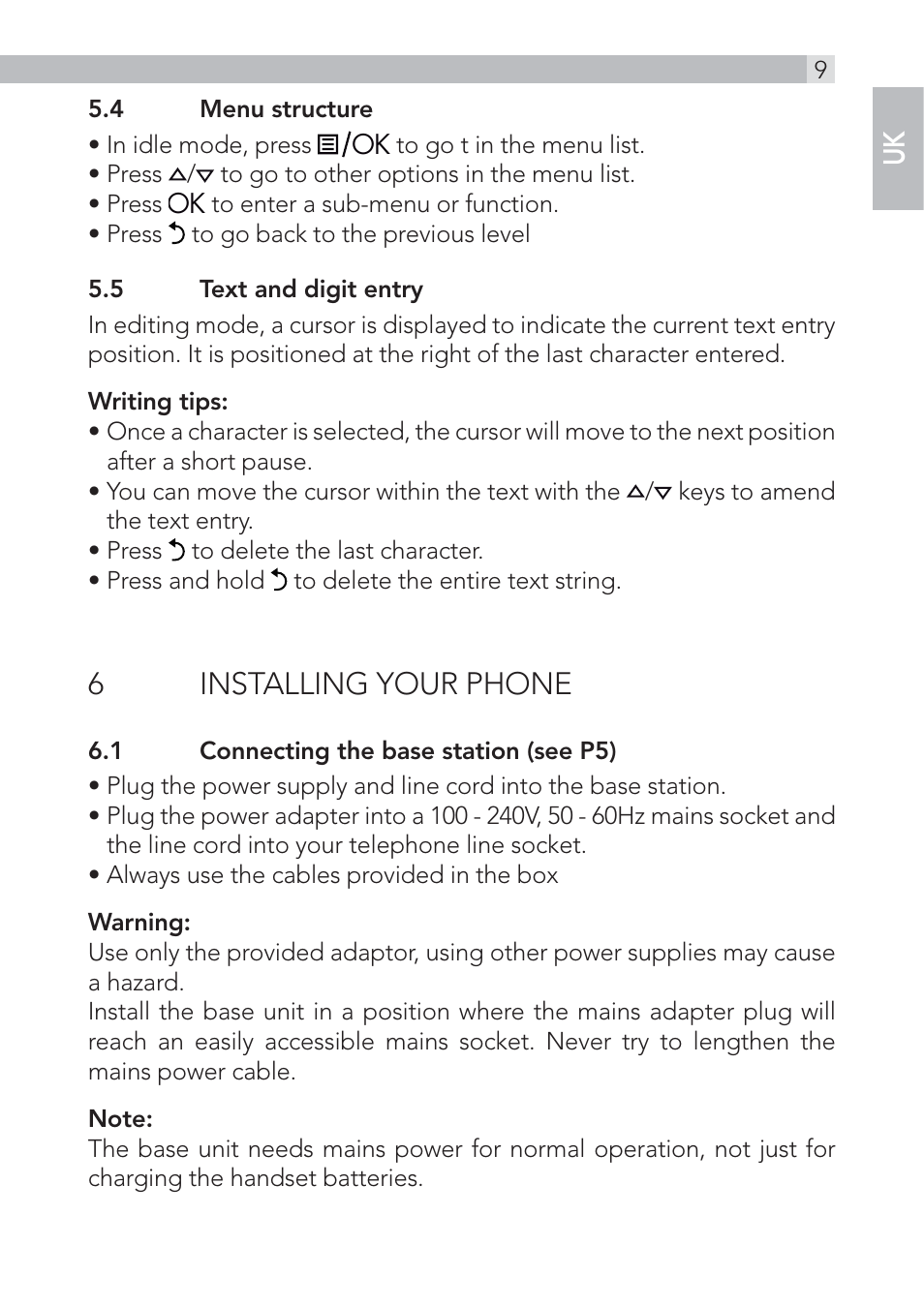 6installing your phone | AEG Voxtel D500 - d550bt User Manual | Page 9 / 136