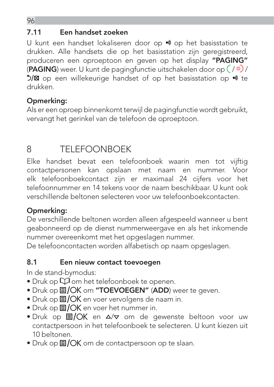 8 telefoonboek | AEG Voxtel D500 - d550bt User Manual | Page 96 / 136