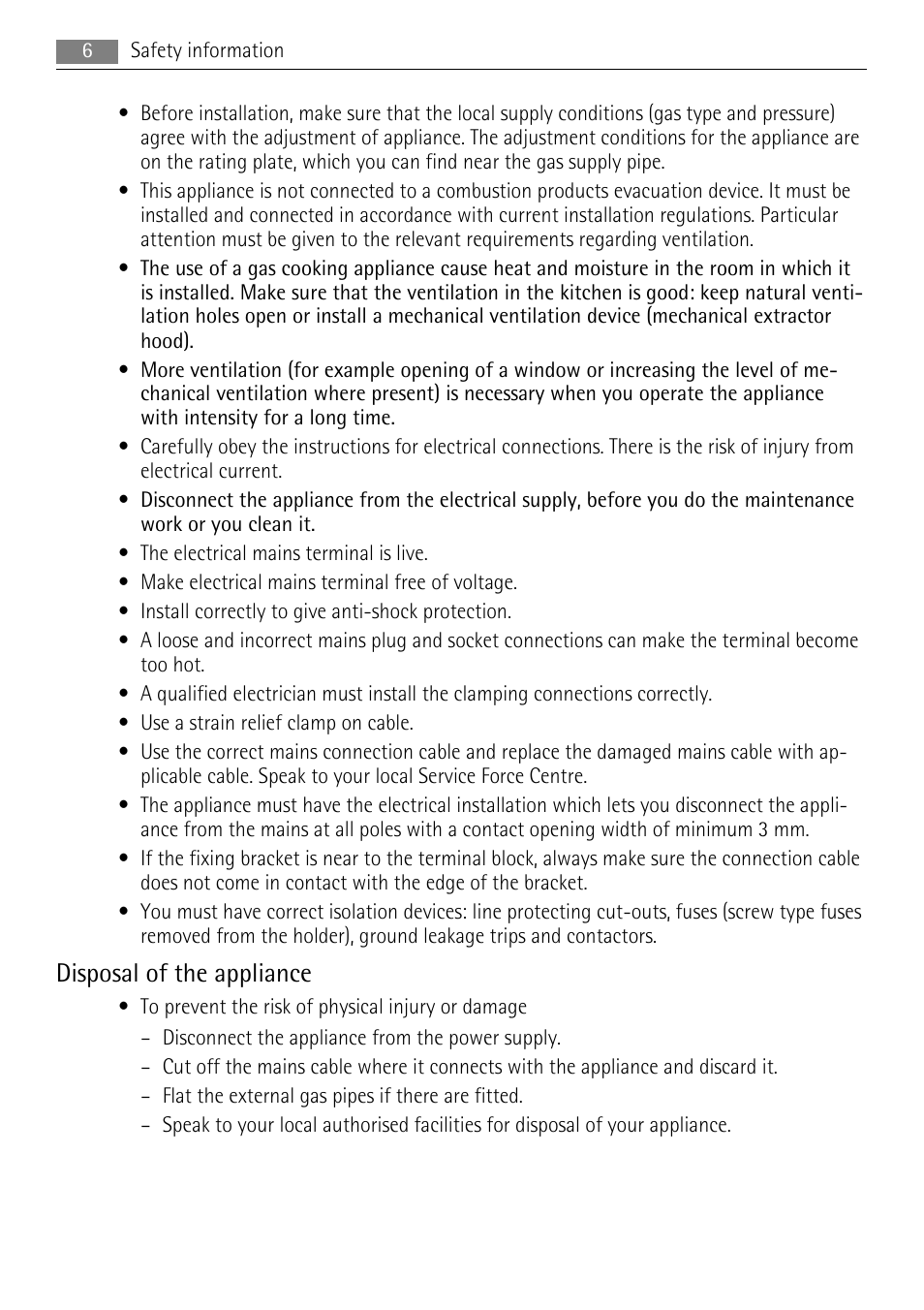 Disposal of the appliance | AEG HG654320UM User Manual | Page 6 / 24