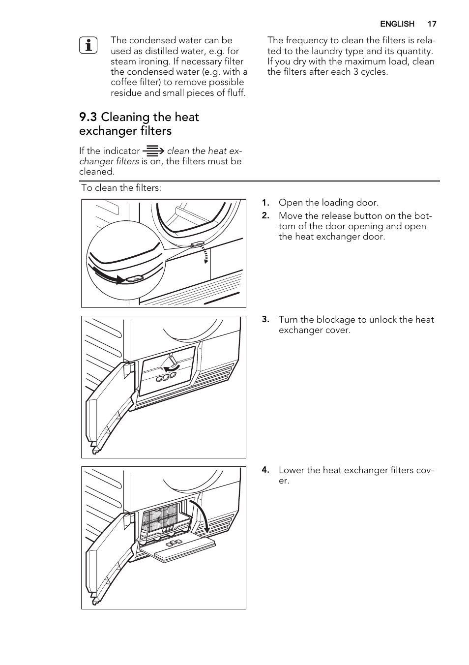 3 cleaning the heat exchanger filters | AEG T86585IH User Manual | Page 17 / 52