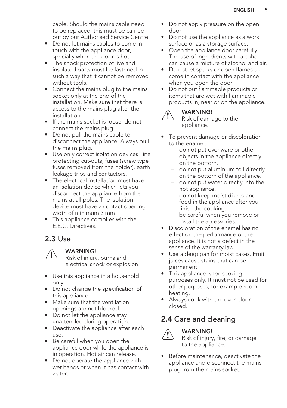 3 use, 4 care and cleaning | AEG BE5304001M User Manual | Page 5 / 36