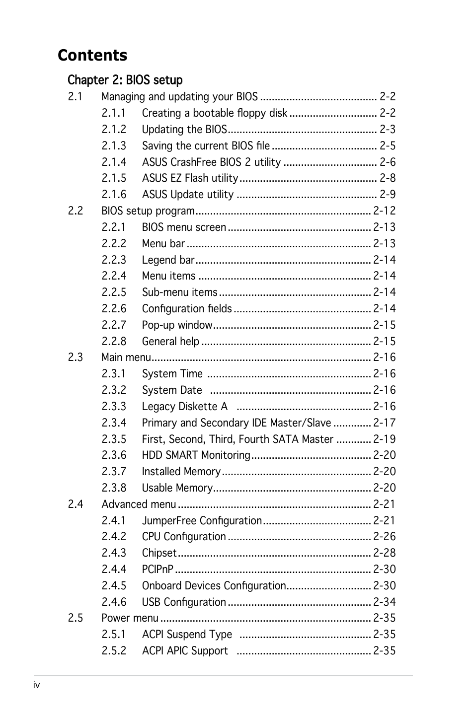 Asus Motherboard P5ND2 User Manual | Page 4 / 100