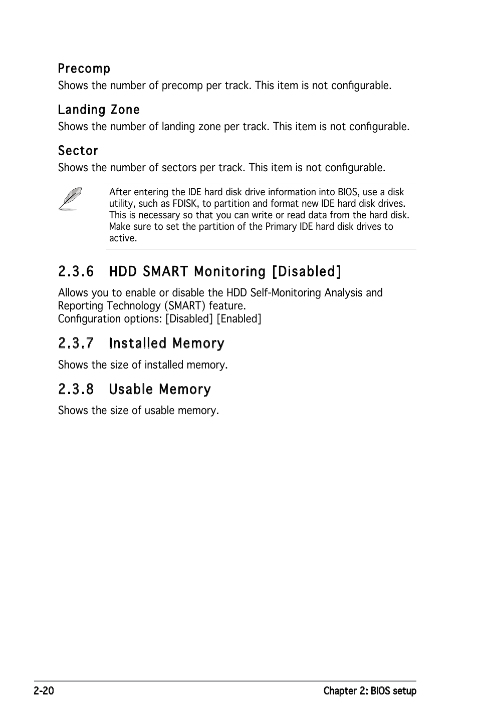 6 hdd smart monitoring [disabled | Asus Motherboard P5ND2 User Manual | Page 66 / 100