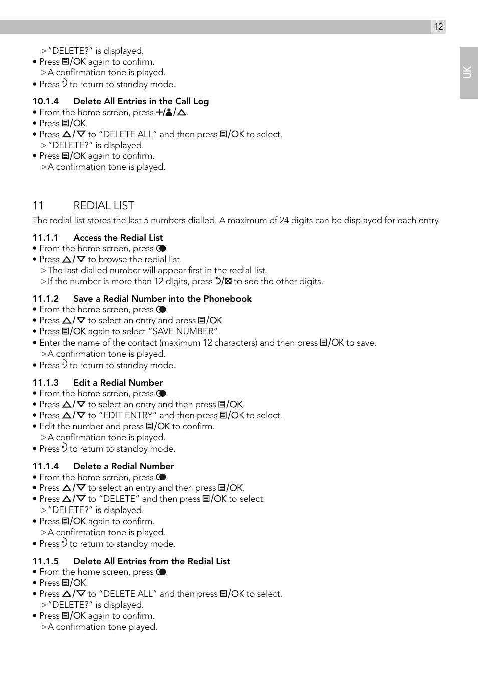 11 redial list | AEG Solo 15 User Manual | Page 13 / 28