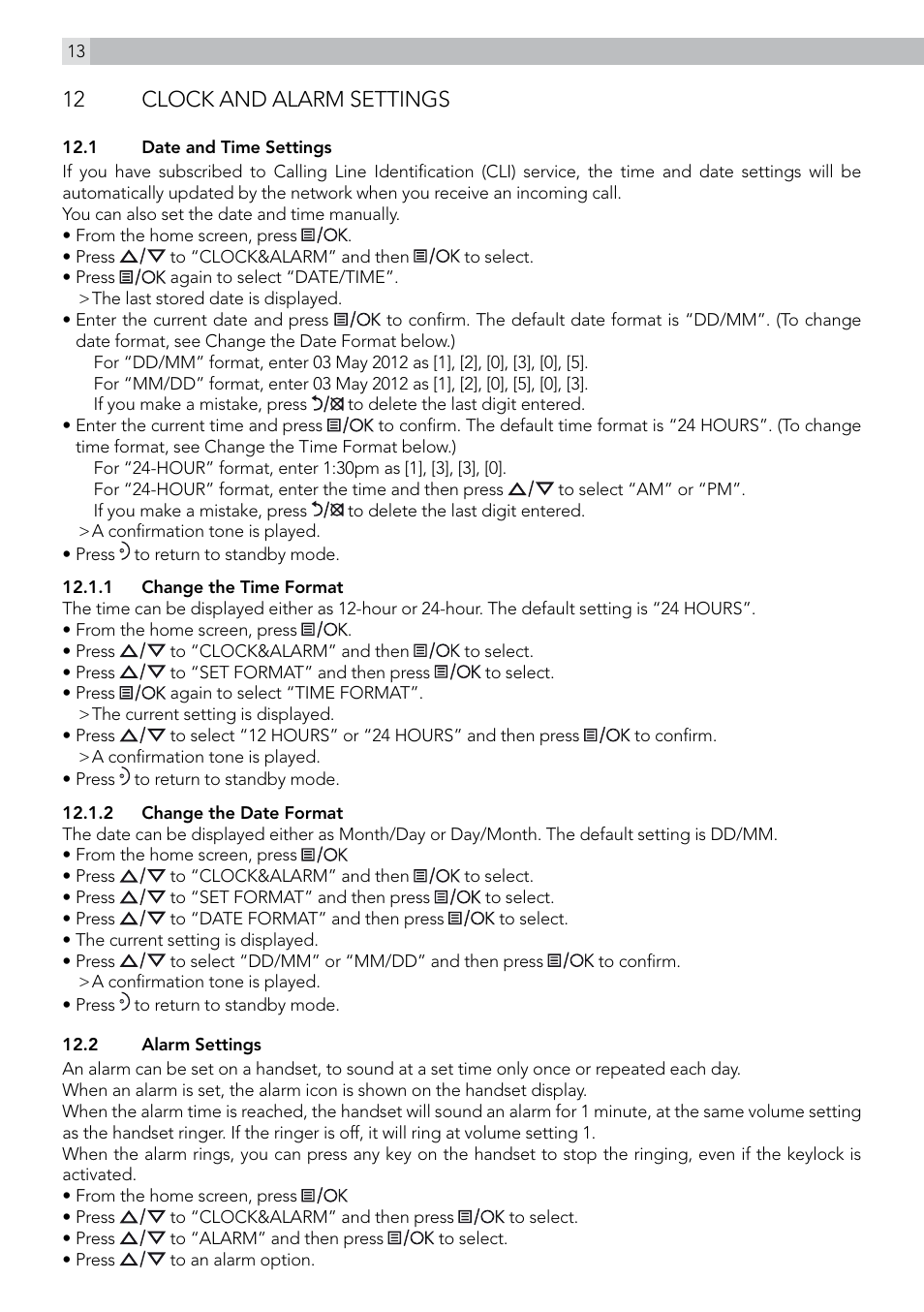 12 clock and alarm settings | AEG Solo 15 User Manual | Page 14 / 28