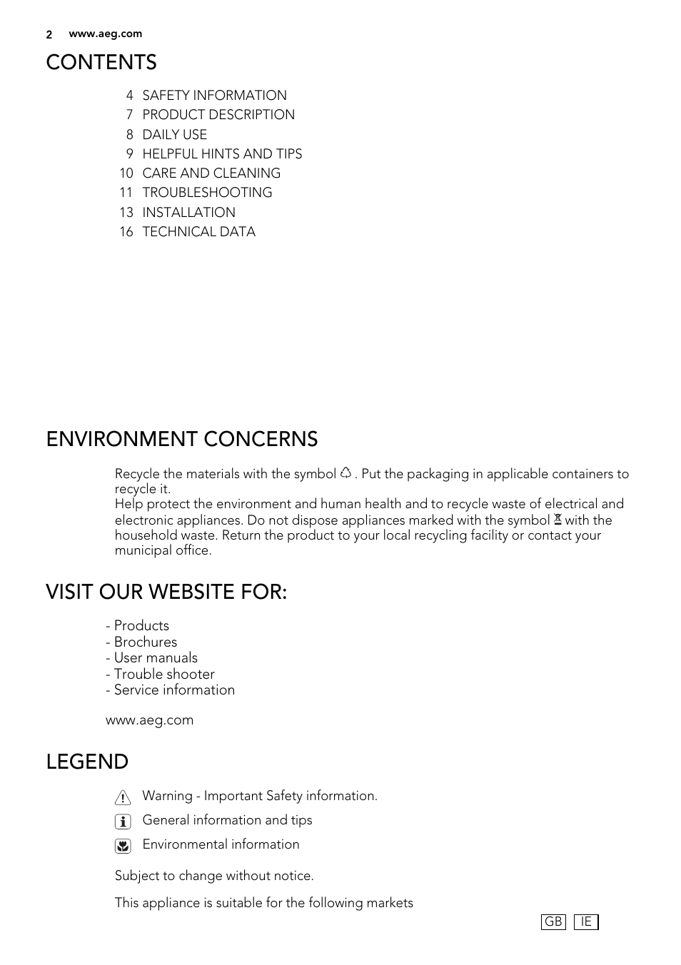 AEG HG795540XB User Manual | Page 2 / 20