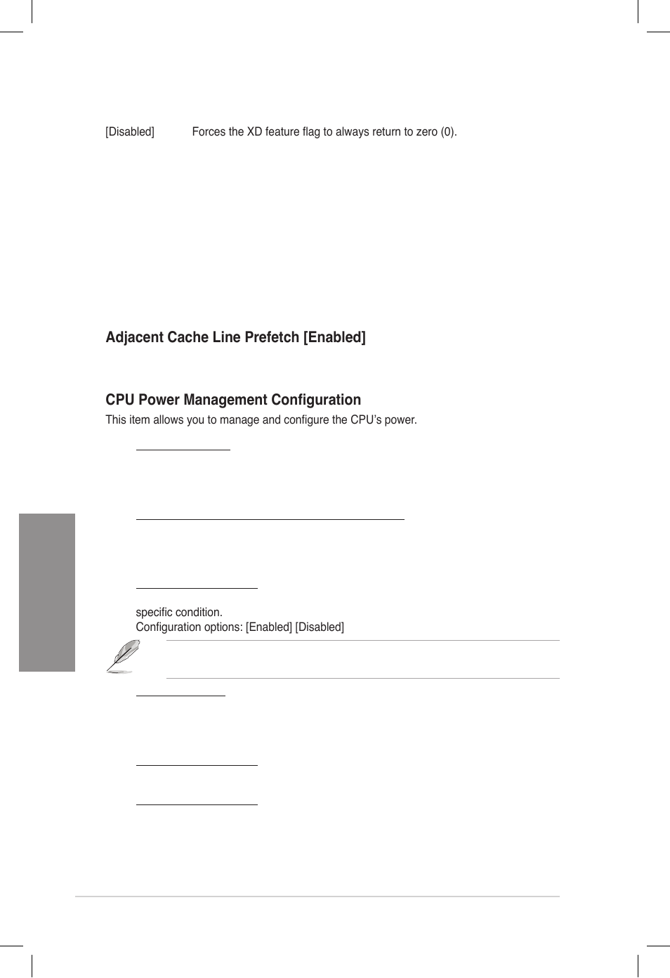 Chapter 3, Intel® virtualization technology [disabled, Hardware prefetcher [enabled | Adjacent cache line prefetch [enabled, Cpu power management configuration | Asus DELUXE P8Z77-V User Manual | Page 101 / 195