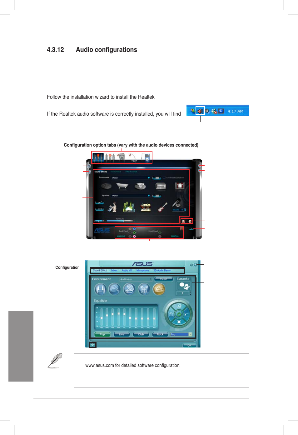 12 audio configurations, Audio configurations, Chapter 4 | B. realtek hd audio manager for windows xp | Asus DELUXE P8Z77-V User Manual | Page 151 / 195