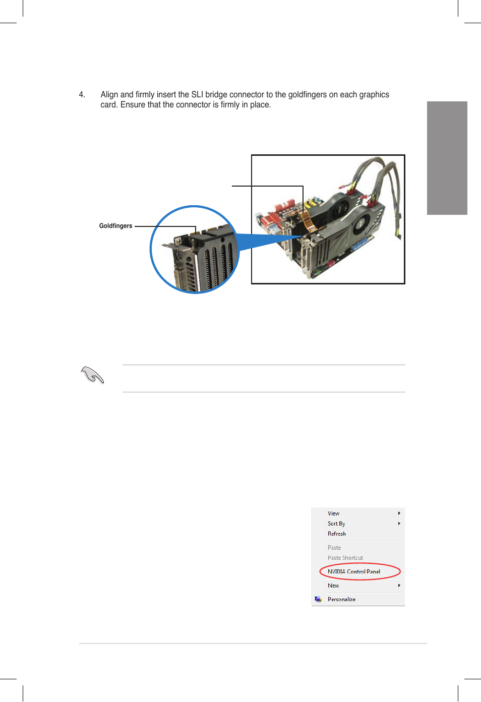 3 installing the device drivers, 4 enabling the nvidia® sli™ technology, Installing the device drivers -5 | Enabling the nvidia, Sli™ technology -5, Chapter 5, 4 enabling the nvidia, Sli™ technology, Launching the nvidia control panel | Asus DELUXE P8Z77-V User Manual | Page 182 / 195