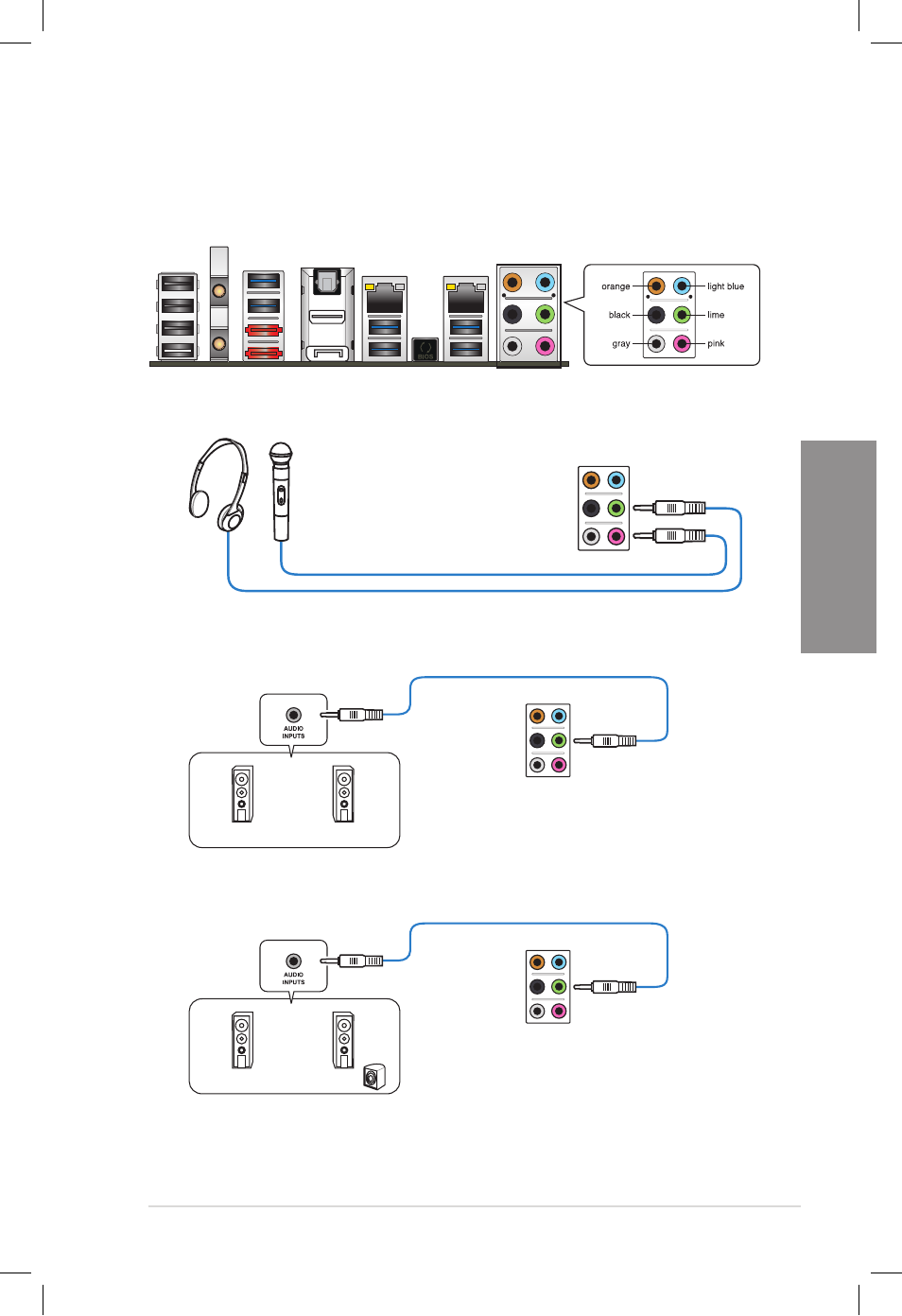 13 audio i/o connections, Audio i/o connections -53, Chapter 2 | Asus DELUXE P8Z77-V User Manual | Page 78 / 195