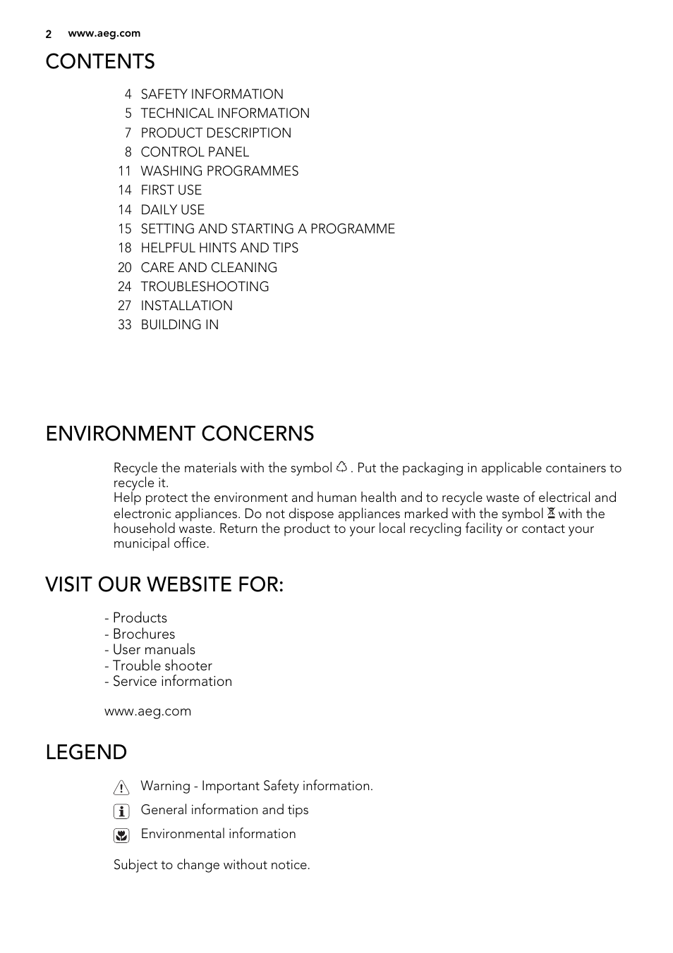 AEG L75270FL User Manual | Page 2 / 36