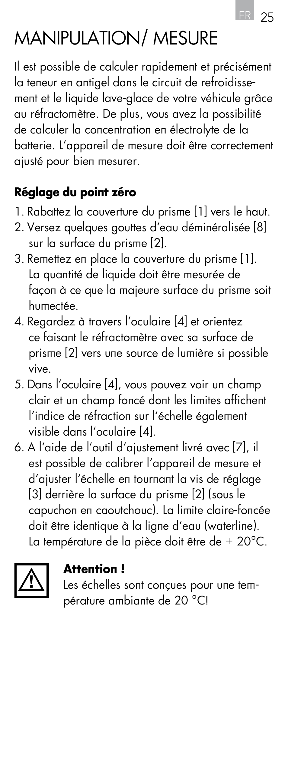 Manipulation/ mesure | AEG Refractometer RX 3 User Manual | Page 25 / 60