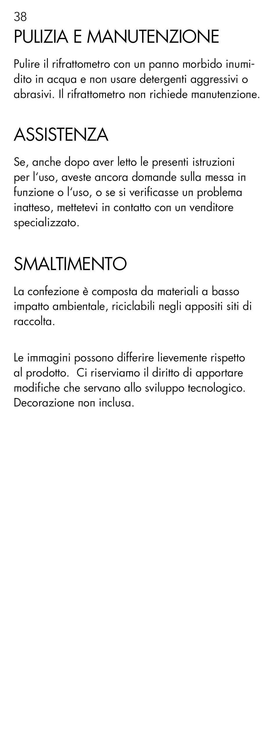 Pulizia e manutenzione, Assistenza, Smaltimento | AEG Refractometer RX 3 User Manual | Page 38 / 60