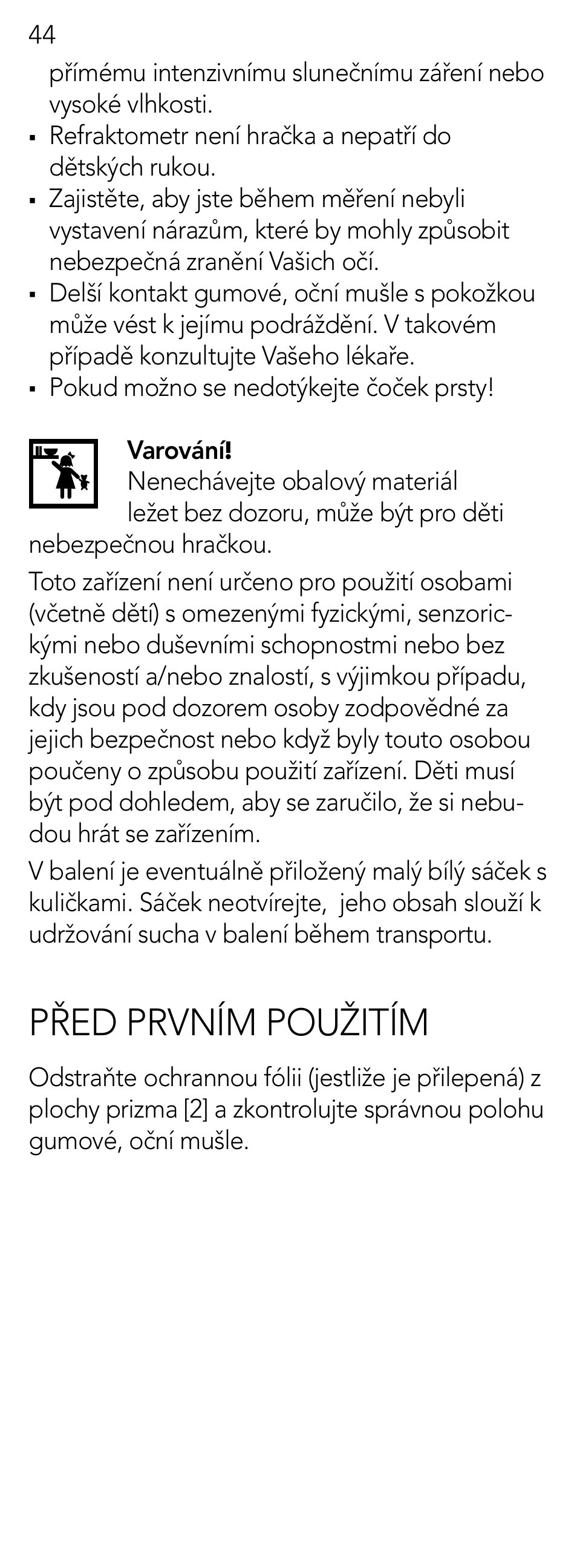 Před prvním použitím | AEG Refractometer RX 3 User Manual | Page 44 / 60