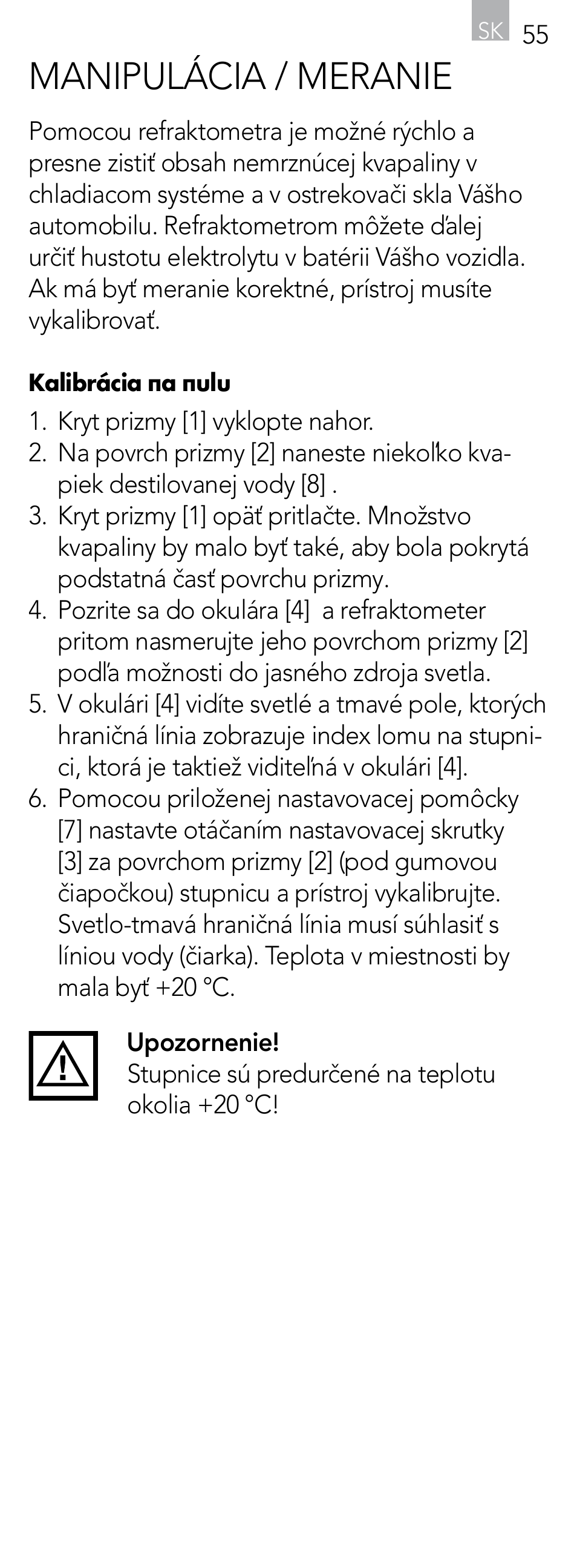 Manipulácia / meranie | AEG Refractometer RX 3 User Manual | Page 55 / 60