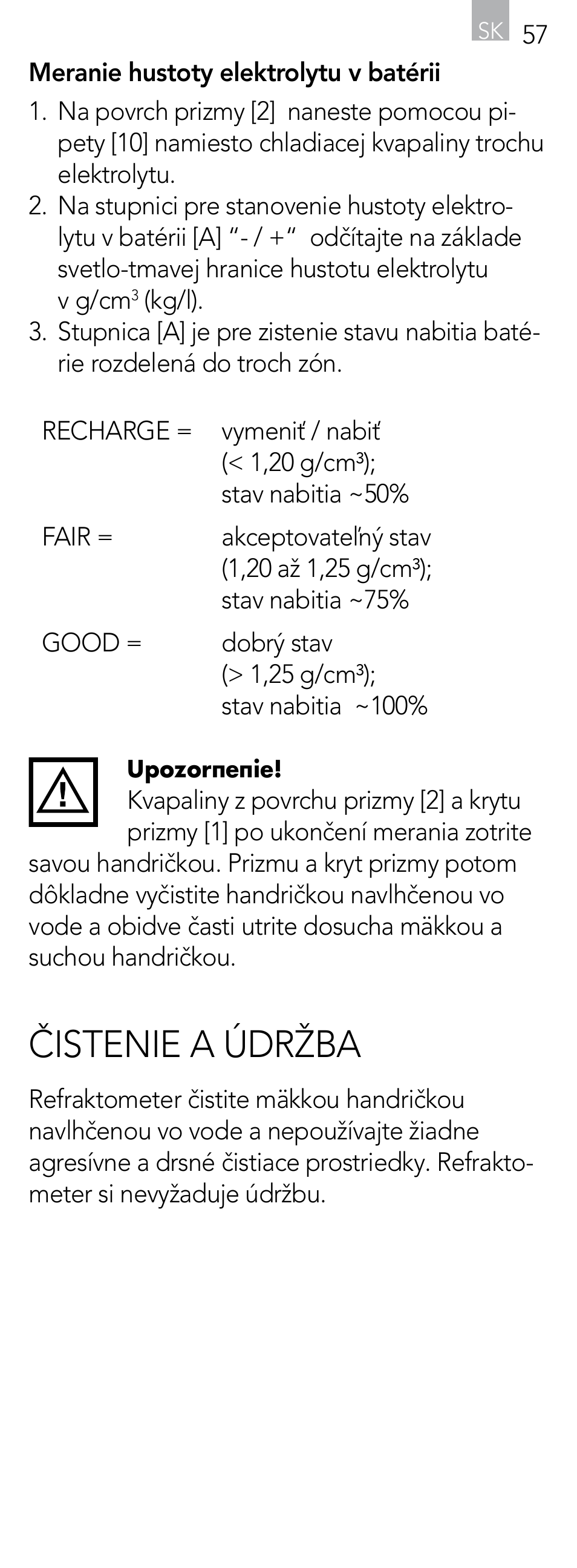 Čistenie a údržba | AEG Refractometer RX 3 User Manual | Page 57 / 60