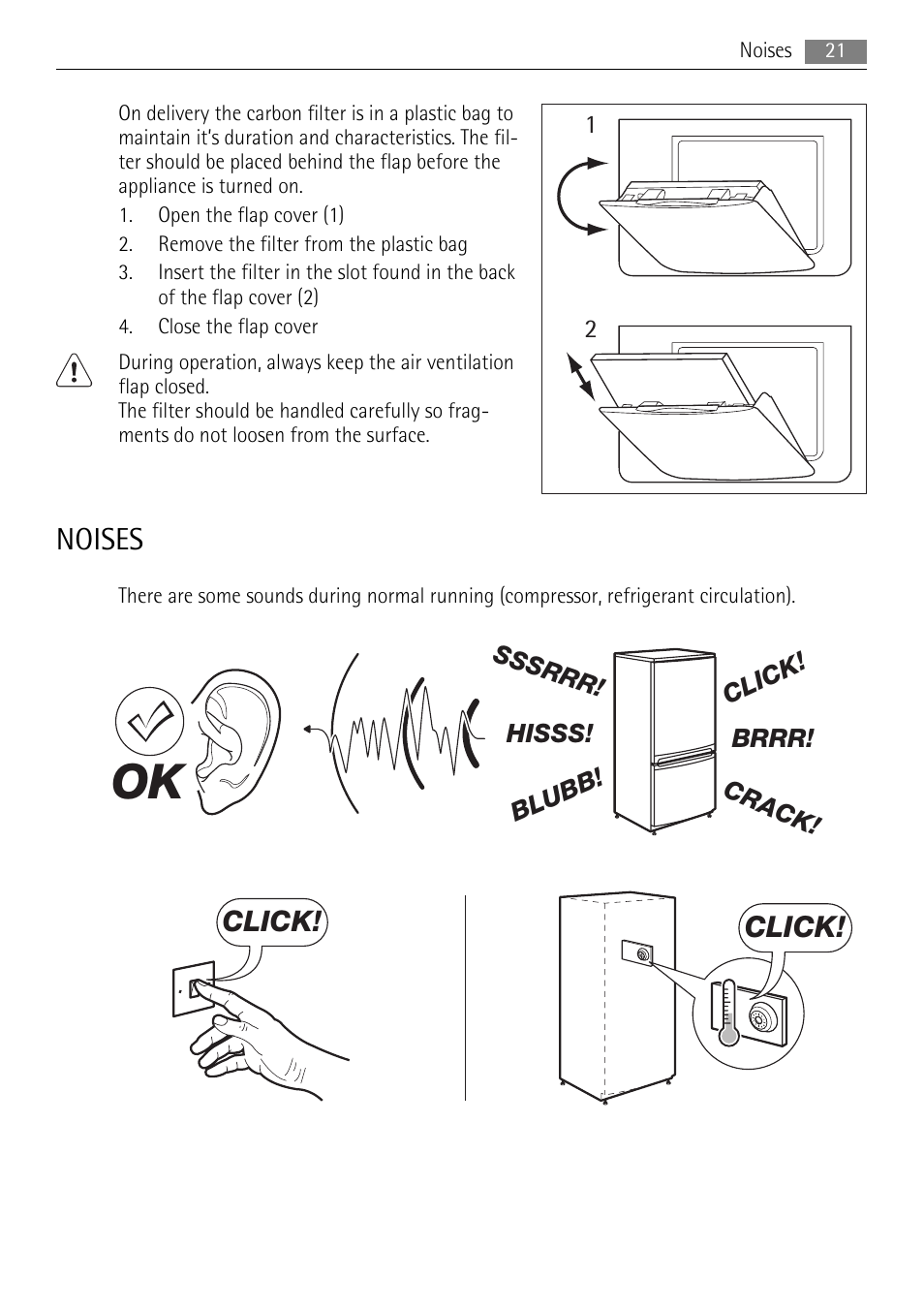 Noises, Click | AEG SKS61840S1 User Manual | Page 21 / 24