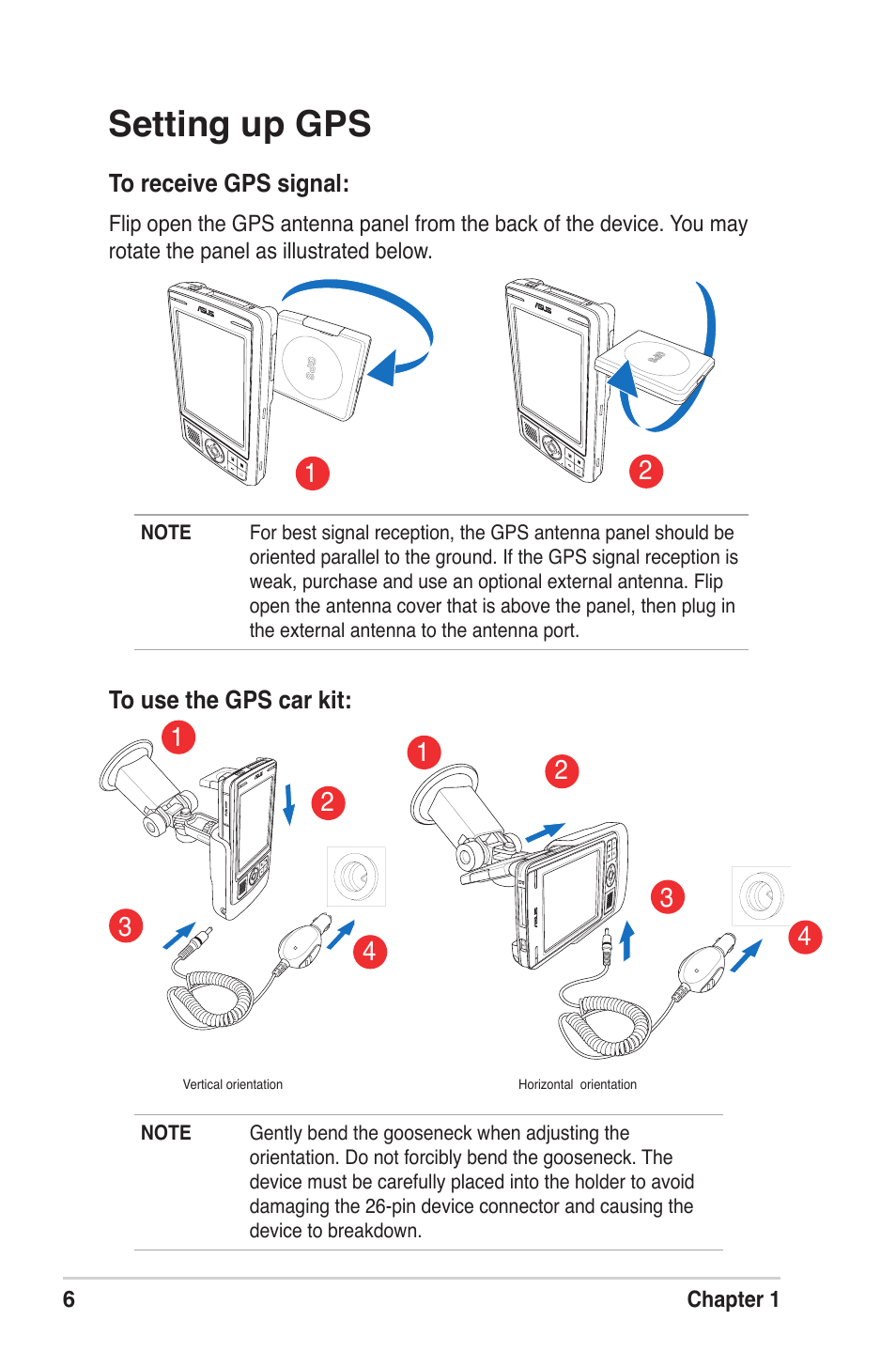 Setting up gps | Asus MyPal A639 User Manual | Page 12 / 104