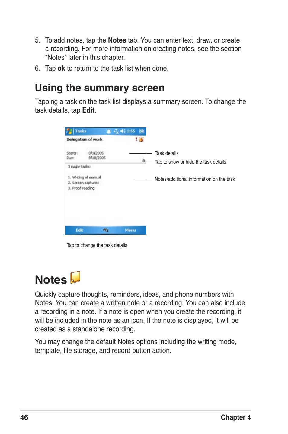 Using the summary screen | Asus MyPal A639 User Manual | Page 52 / 104