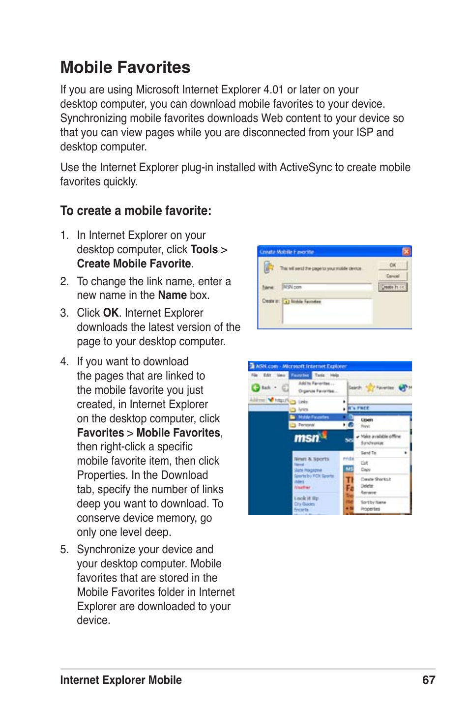 Mobile favorites | Asus MyPal A639 User Manual | Page 73 / 104